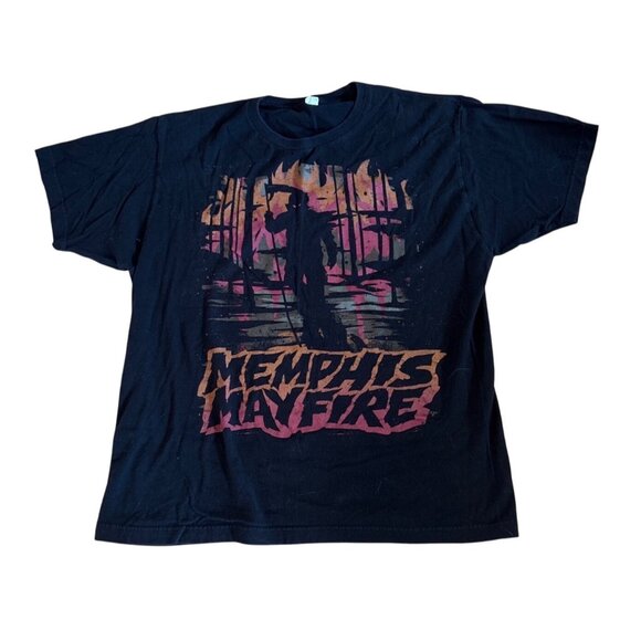 Memphis May Fire Band T-Shirt Black Graphic Tee Lg Tultex Fine Jersey Metalcore - Picture 1 of 6